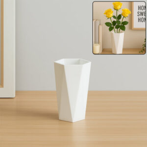 Modern Geometric Hexagon Plastic Flower Vase (1 Pc)