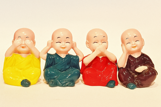 Colorful Little Monk Figurines Set – Hear No...