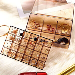 2 layer Acrylic Jewelry Storage Box Dustproof Earring...