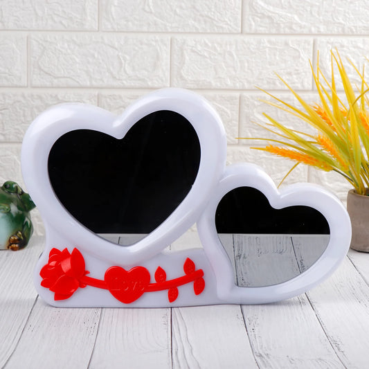Heart-Shaped Dual Mirror with LED Light – Decorative...