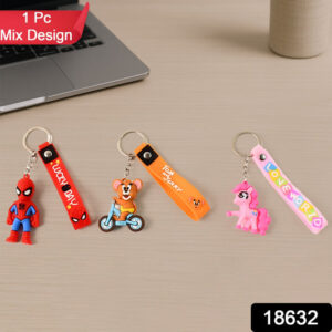 Cute Cartoon Silicone 3D Key Chain with Metal...