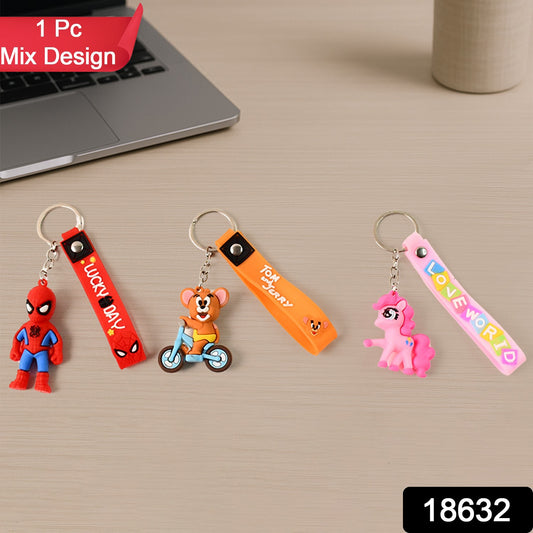 Cute Cartoon Silicone 3D Key Chain with Metal...